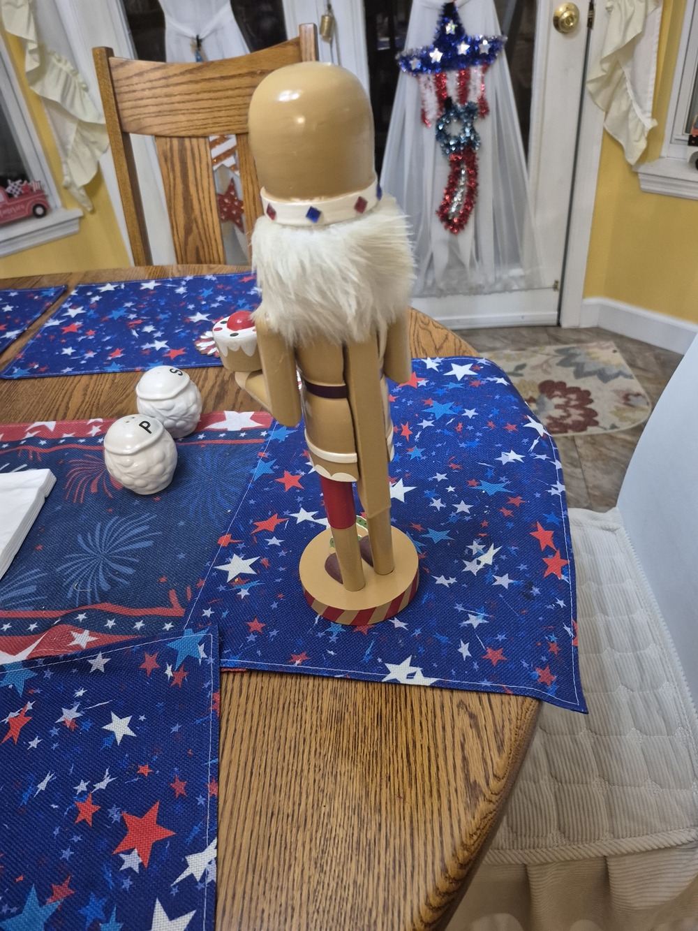 Gingerbread Man Wooden Nutcracker In Beige and Red - Picture 3 of 4